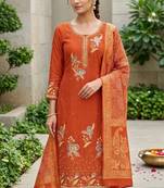 Rust color viscose georgette designer printed ethnic salwar kameez