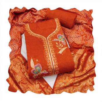 Rust color viscose georgette designer printed ethnic salwar kameez 2