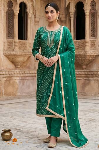 Rama color cotton designer printed ethnic salwar kameez