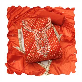Orange color cotton designer printed ethnic salwar kameez 2