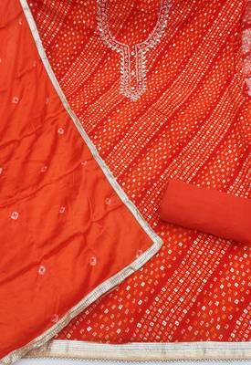 Orange color cotton designer printed ethnic salwar kameez 3