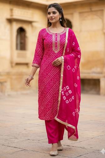 Pink color cotton designer printed ethnic salwar kameez