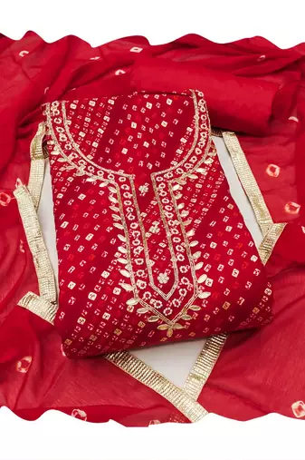 Red color cotton designer printed ethnic salwar kameez