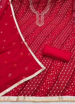Red color cotton designer printed ethnic salwar kameez 3