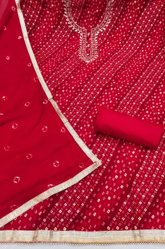 Red color cotton designer printed ethnic salwar kameez