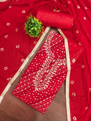 Red color cotton designer printed ethnic salwar kameez 4