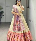 Purple Color Zari Weaving Work Paithani Silk Lehenga Choli With Unstitched Blouse