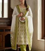 Green color beautiful lilen cotton smart and ethnic salwar suit for trendy girls