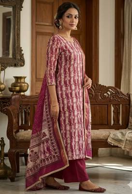 Purple color beautiful lilen cotton smart and ethnic salwar suit for trendy girls 1