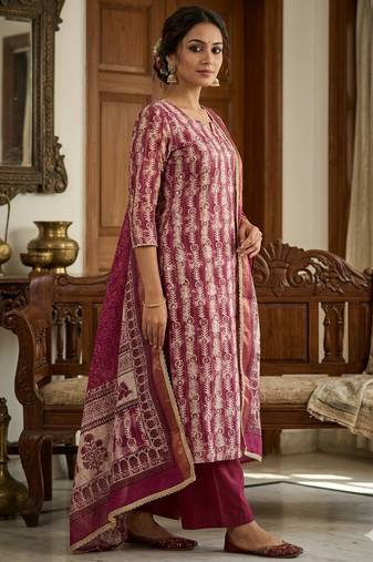 Purple color beautiful lilen cotton smart and ethnic salwar suit for trendy girls