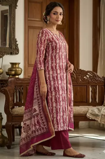 Purple color beautiful lilen cotton smart and ethnic salwar suit for trendy girls