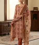 Brown color beautiful lilen cotton smart and ethnic salwar suit for trendy girls