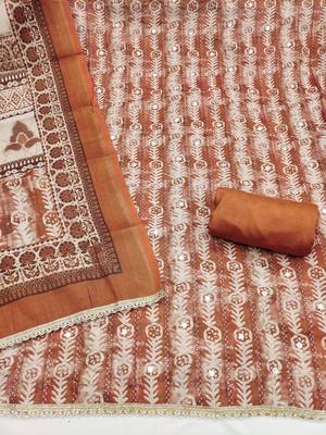 Brown color beautiful lilen cotton smart and ethnic salwar suit for trendy girls 3