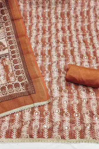 Brown color beautiful lilen cotton smart and ethnic salwar suit for trendy girls