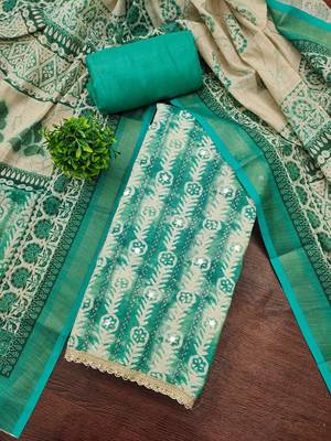 Sea green color beautiful lilen cotton smart and ethnic salwar suit for trendy girls 4