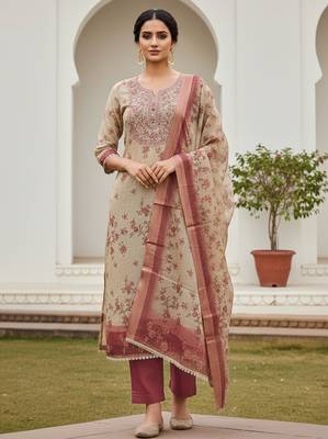Maroon color beautiful lilen cotton smart and ethnic salwar suit for trendy girls 1