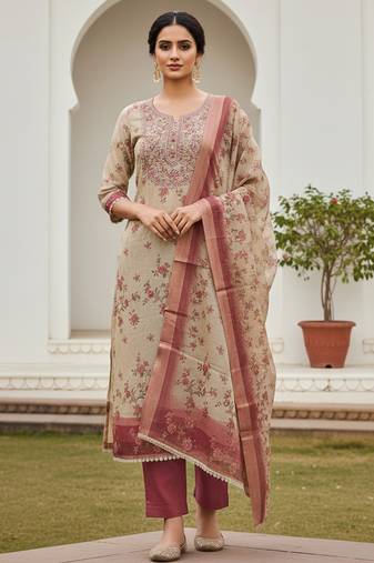 Maroon color beautiful lilen cotton smart and ethnic salwar suit for trendy girls