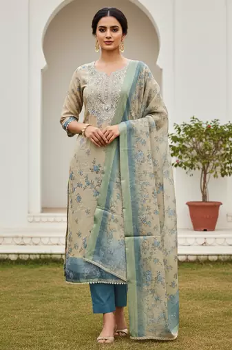 Blue color beautiful lilen cotton smart and ethnic salwar suit for trendy girls