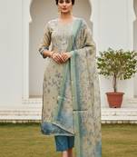 Blue color beautiful lilen cotton smart and ethnic salwar suit for trendy girls