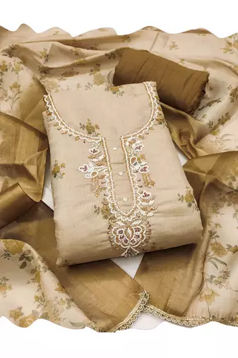 Brown color beautiful lilen cotton smart and ethnic salwar suit for trendy girls