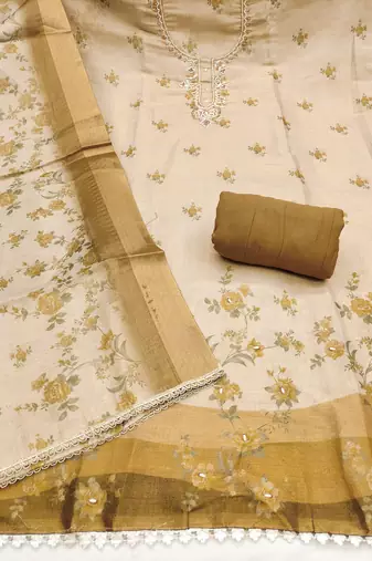 Brown color beautiful lilen cotton smart and ethnic salwar suit for trendy girls