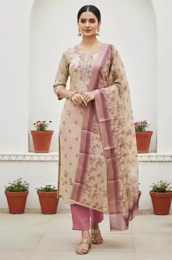 Pink color beautiful lilen cotton smart and ethnic salwar suit for trendy girls