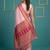 Baby pink border woven zari border & buti work silk blend fabric traditional festive style