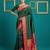 Green border woven zari border & buti work silk blend fabric traditional festive style