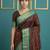 Chocolate border woven zari border & buti work silk blend fabric traditional festive style