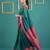 Teal border woven zari border & buti work silk blend fabric traditional festive style