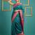 Teal border woven zari border & buti work silk blend fabric traditional festive style