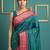 Teal border woven zari border & buti work silk blend fabric traditional festive style