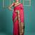 Pink border woven zari border & buti work silk blend fabric traditional festive style