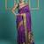 Purple border woven zari border & buti work silk blend fabric traditional festive style