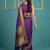 Purple border woven zari border & buti work silk blend fabric traditional festive style