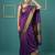 Purple border woven zari border & buti work silk blend fabric traditional festive style
