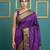 Purple border woven zari border & buti work silk blend fabric traditional festive style