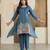 Stylish blue ethnic kurta set with heavy floral embroidery