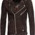 Qawach men's dark brown genuine suede leather jacket biker zip vintage jacket