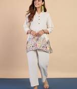 White women khadi cotton kurta pant set