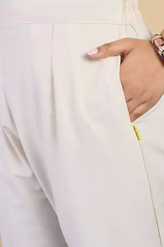 White women khadi cotton kurta pant set
