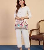White women khadi cotton kurta pant set