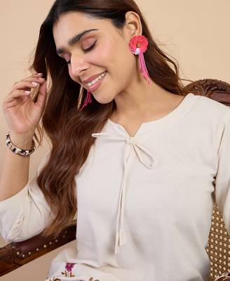 White women khadi cotton kurta pant set 3