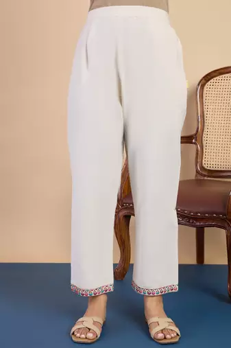 White women khadi cotton kurta pant set