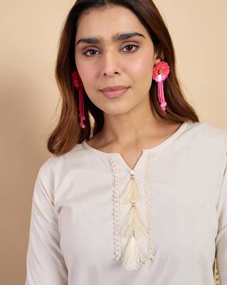 White women khadi cotton kurta pant set 3