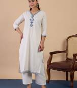 White women khadi cotton kurta pant set