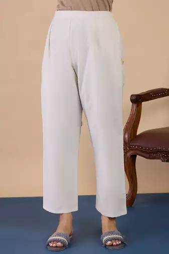 White women khadi cotton kurta pant set