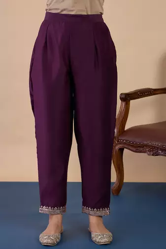 Wine women kurta pant dupatta set