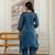 Stylish blue ethnic kurta set with heavy floral embroidery