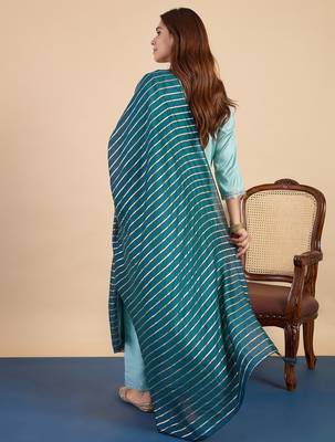 Blue women kurta pant dupatta set 2